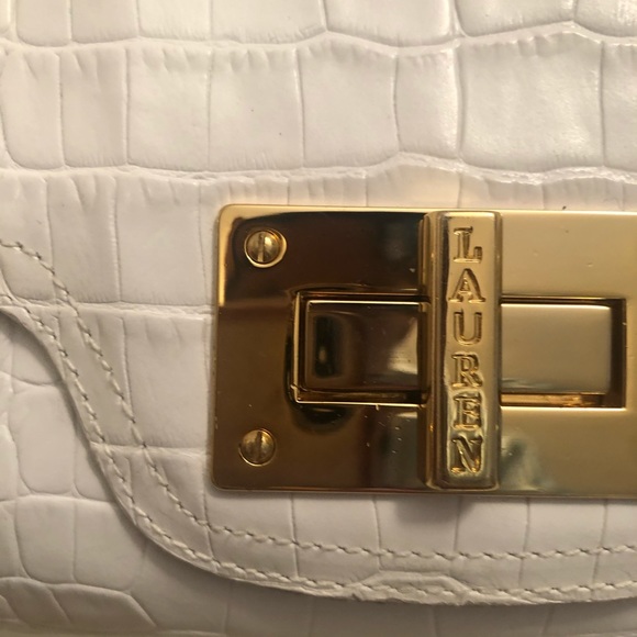 White Ralph Lauren purse with a gold chain strap - Picture 2 of 4